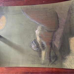 Original Pastel Figure Drawing on Green Paper